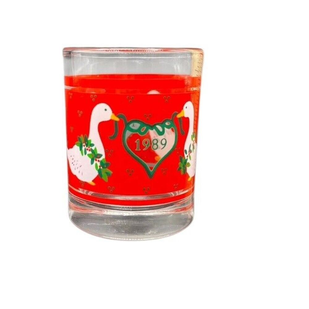 VTG Geese Christmas Candle Holder Tea Light Votive Bow Hallmark 1989 Country